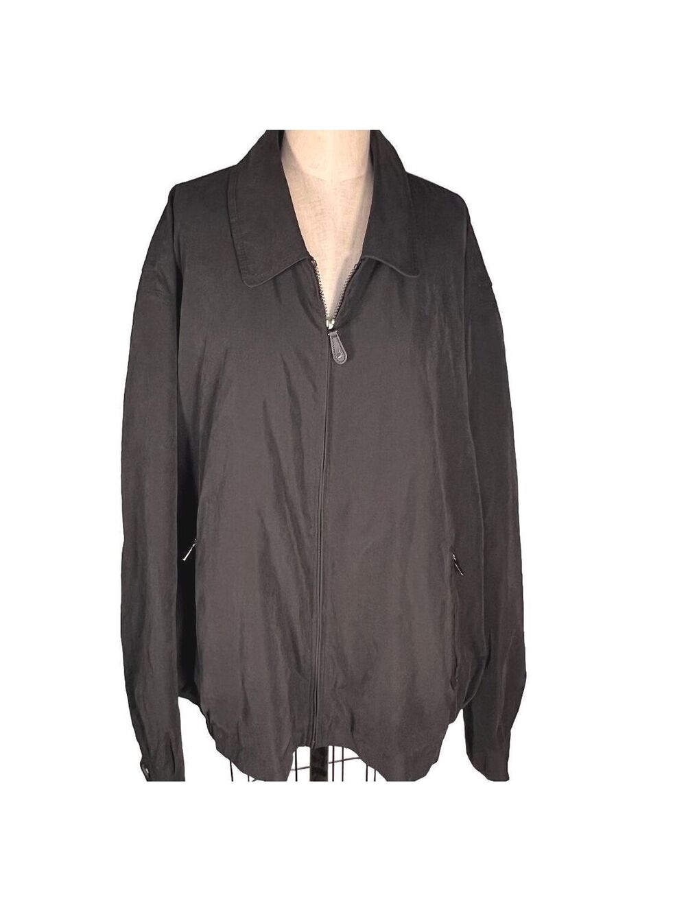 London Fog Collection Zip Front Lightweight Jacket Black Minimalist Classic 2XL